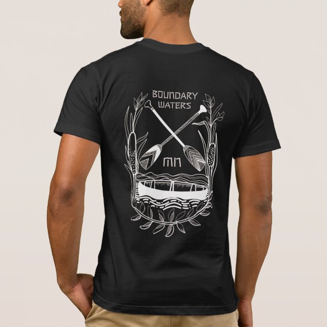 Paddel Portage Wiederholung. Grenzgewässer T-Shirt (Rückseite)