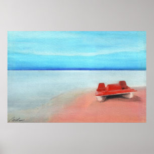 Paddelboot auf rosa Sand Poster