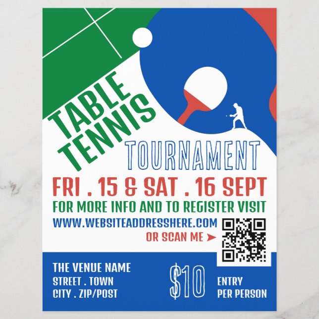 Paddeldesign, Tischtenniswerbung Flyer (Vorne)