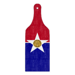 Paddelflagge auf dem Glasspanplatte von Dallas Schneidebrett