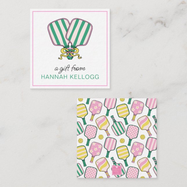 Paddelgeschenk für Preppy Pink Green & Yellow Pick Mitteilungskarte (Vorne/Hinten)
