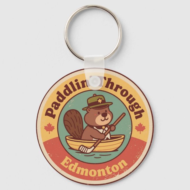 Paddeln durch Edmonton Kunst Schlüsselanhänger (Vorderseite)