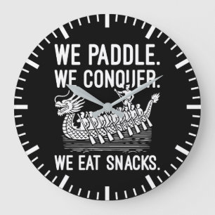 Paddeln, Erobern, Snacks essen - Lustiger Drachenb Große Wanduhr