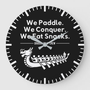Paddeln, Erobern, Snacks essen - Lustiger Drachenb Große Wanduhr