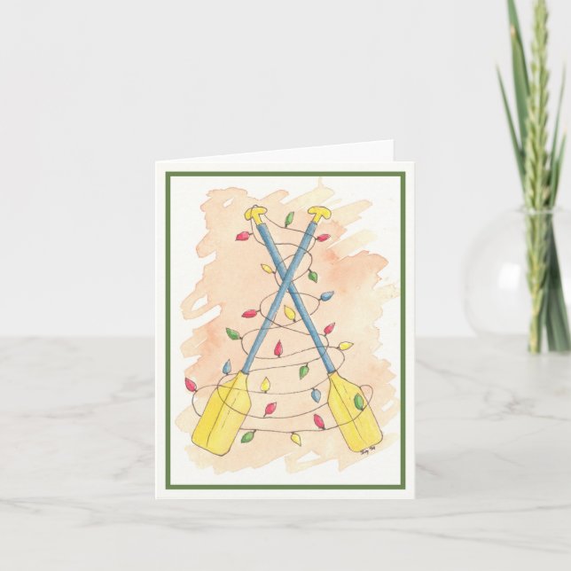 Paddeln mit Weihnachtsbeleuchtung Karte (Vorderseite)