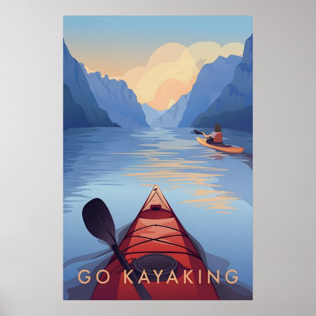 Paddeln Sie mit dem Kayak Reiseplakat Poster (Vorne)