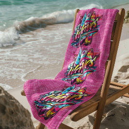 Paddeln und Waves Hot Pink Strandtuch