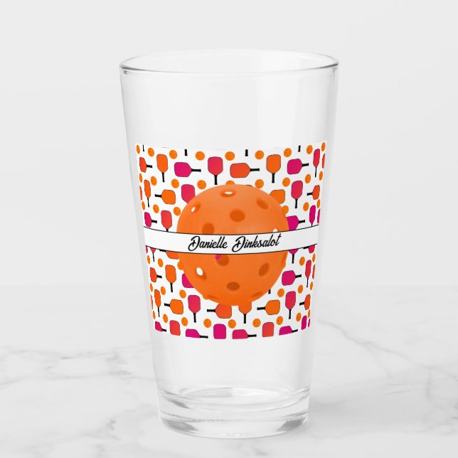 Paddelpaddel in Rosa und Orange Personalisiert Glas (Vorderseite)