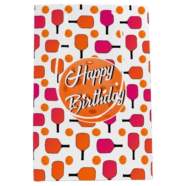 Paddelpaddel in Rosa und Orange Personalisiert Mittlere Geschenktüte (Vorderseite)