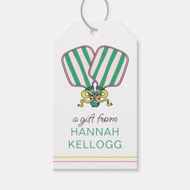 Paddelpaddel, pink, grün und gelb geschenkanhänger (Vorderseite)