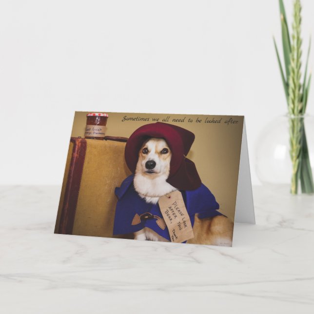 Paddington Corgi Get Well Card Karte (Vorderseite)