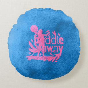 Paddle Away – Nur ein Mädchen, das Stand-Up-Paddle Rundes Kissen