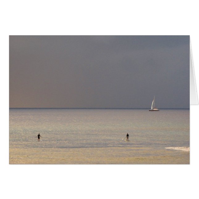Paddle Boarders bei Sonnenuntergang in Maui (Vorderseite (Horizontal))