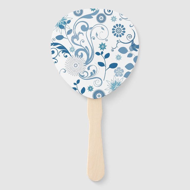 Paddle Fan-Blue Floral Fächer (Vorderseite)