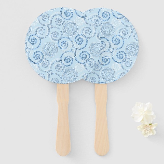 Paddle Fan-Blue Pearls Fächer (Vorne und Hinten)