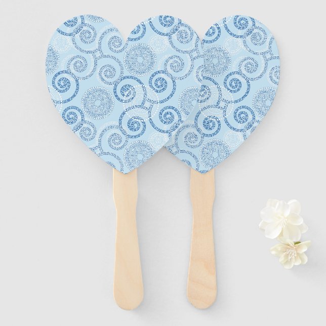 Paddle Fan-Blue Pearls Fächer (Vorne und Hinten)