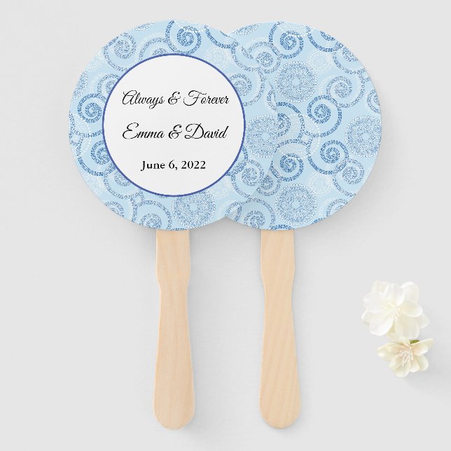 Paddle Fan-Blue Pearls Hand Fan Fächer (Vorne und Hinten)