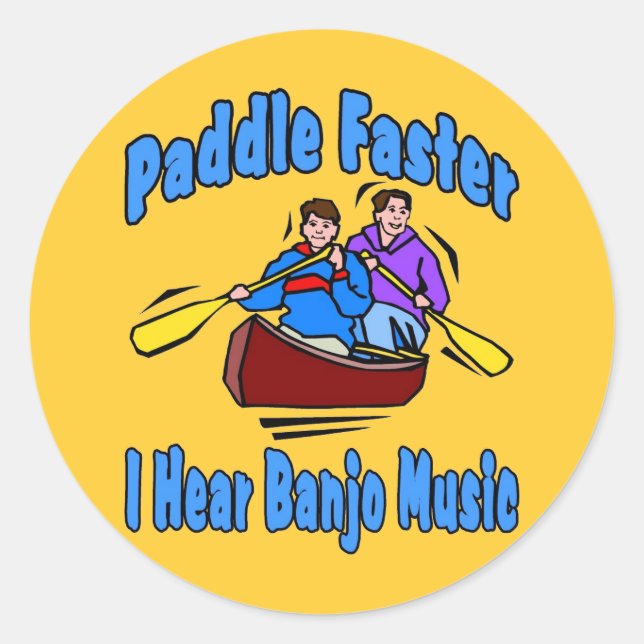 Paddle Faster Banjo Music Runder Aufkleber (Vorderseite)