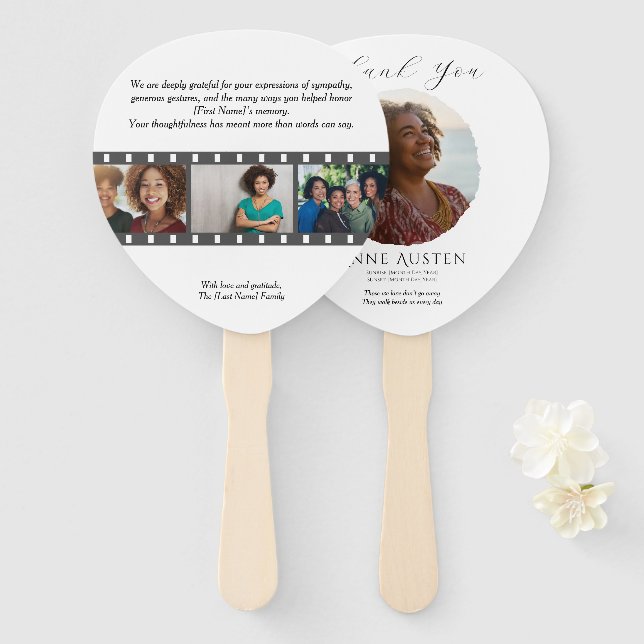 Paddle Funeral Hand Fan – Rounded Corners Fächer (Vorne und Hinten)