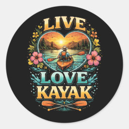 Paddle Into the Sunset Runder Aufkleber