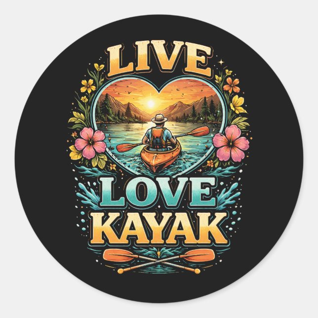 Paddle Into the Sunset Runder Aufkleber (Vorderseite)