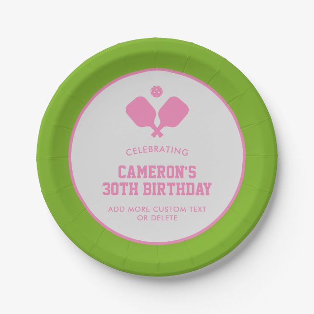 Paddle-Party Paddles Pink Green Custom Pappteller (Vorderseite)