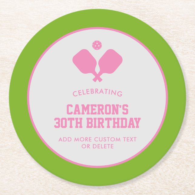 Paddle-Party Paddles Pink Green Custom Runder Pappuntersetzer (Vorderseite)