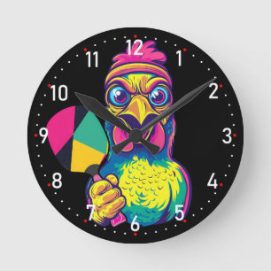 Paddle Peckin' Time Pickleball  Runde Wanduhr