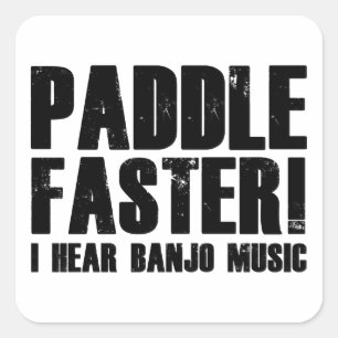 Paddle schneller Ich höre Banjo Music Quadratischer Aufkleber