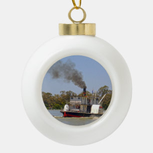 Paddle Steamer Cruising River Murray Keramik Kugel-Ornament