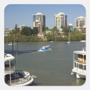 Paddle Steamers, Brisbane River, Brisbane, Quadratischer Aufkleber