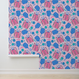 Paddle und Balls aus Pickleball Paddeln und Pink P Tapete