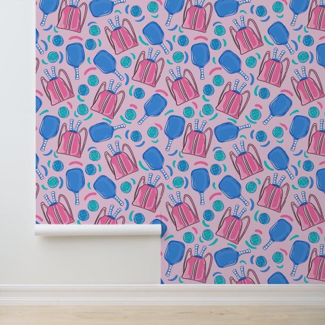 Paddle und Balls aus Pickleball Paddeln und Pink P Tapete (Anwendung)