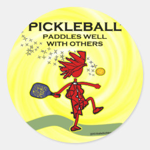 Paddle von Pickleball mit anderen Runder Aufkleber