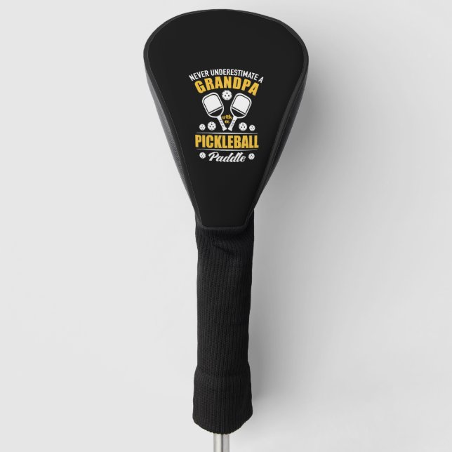 Paddleball - Opa mit Pickleball-Paddel Golf Headcover (Vorderseite)