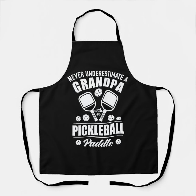 Paddleball - Opa mit Pickleball-Paddel Schürze (Vorderseite)