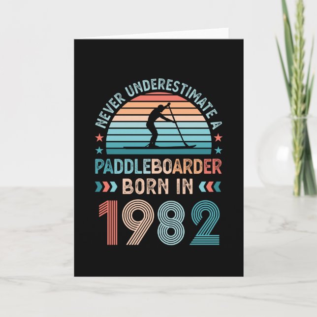 Paddlebarding geboren 1982 40. Geburtstag Geschenk Karte (Vorderseite)