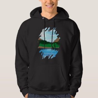 Paddleboarderin mit Hund beim Paddleboarding auf e Hoodie