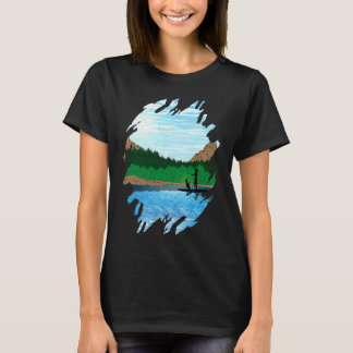 Paddleboarderin mit Hund beim Paddleboarding auf e T-Shirt