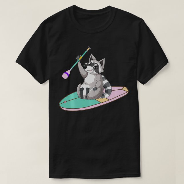 Paddleboarding Funny Raccoon Animal Vintag Paddle T-Shirt (Design vorne)