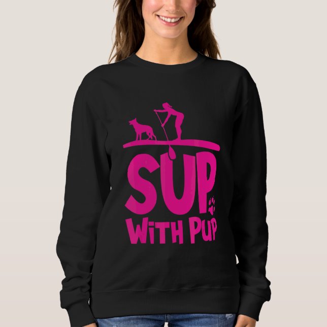 Paddleboarding Hund Sup Sup Mit Welpe 1 Sweatshirt (Vorderseite)