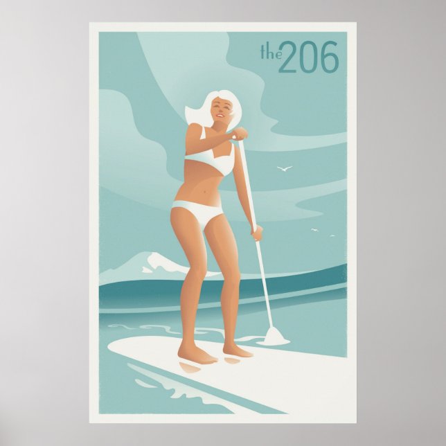 Paddleboarding Lake Washington Poster (Vorne)