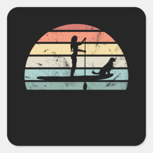 Paddleboarding Sunset-Geschenk für Frauen Quadratischer Aufkleber