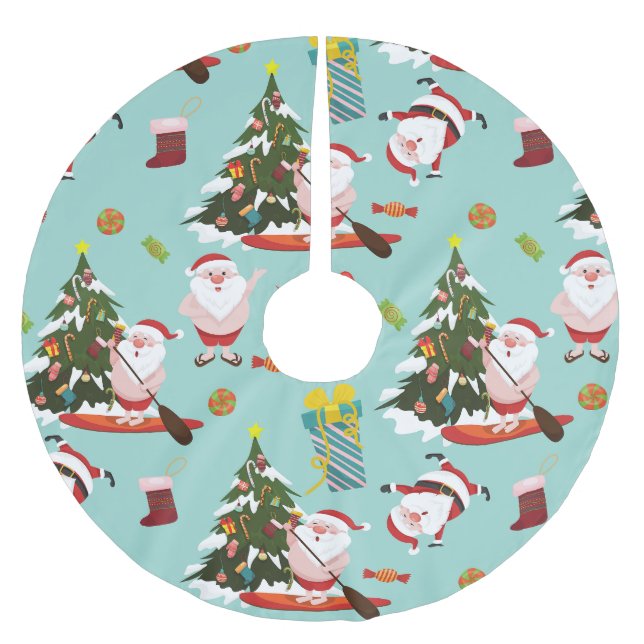 Paddleboarding Weihnachten Polyester Weihnachtsbaumdecke (Vorderseite)