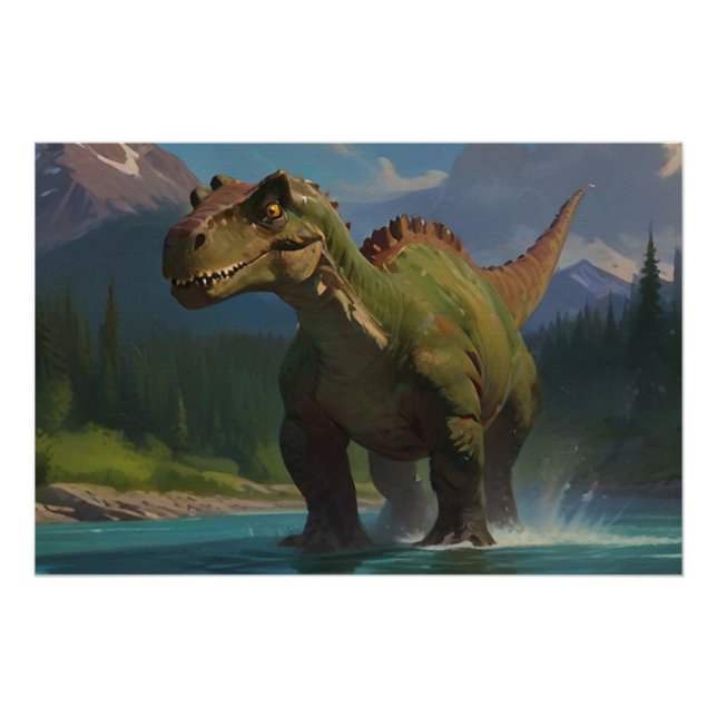 Paddling Brontosaurus & River Fun Poster (Vorderseite)