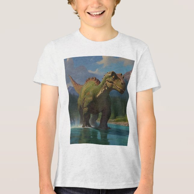 Paddling Brontosaurus & River Fun Tri-Blend Shirt (Vorderseite)