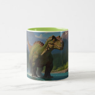Paddling Brontosaurus & River Fun Zweifarbige Tasse