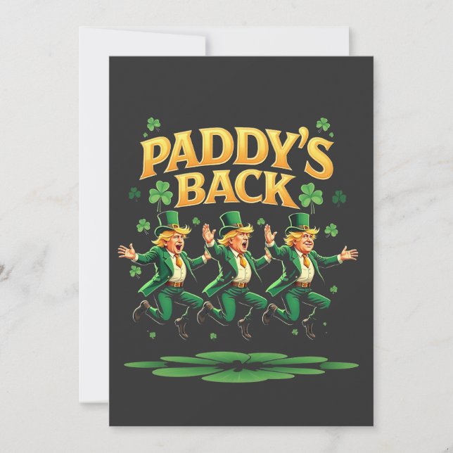 Paddy's Back Funny Trump St Patrick Day Leopard Einladung (Vorderseite)