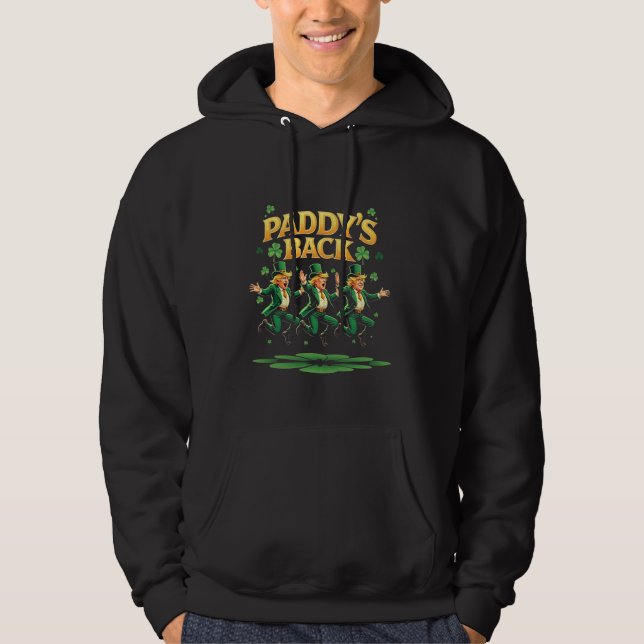 Paddy's Back Funny Trump St Patrick Day Leopard Hoodie (Vorderseite)