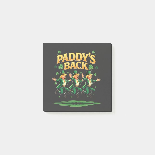 Paddy's Back Funny Trump St Patrick Day Leopard Post-it Klebezettel (Vorderseite)